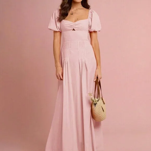 Baby Pink Elegant Women's Sweetheart Maxi Dress - Picture 4 of 6